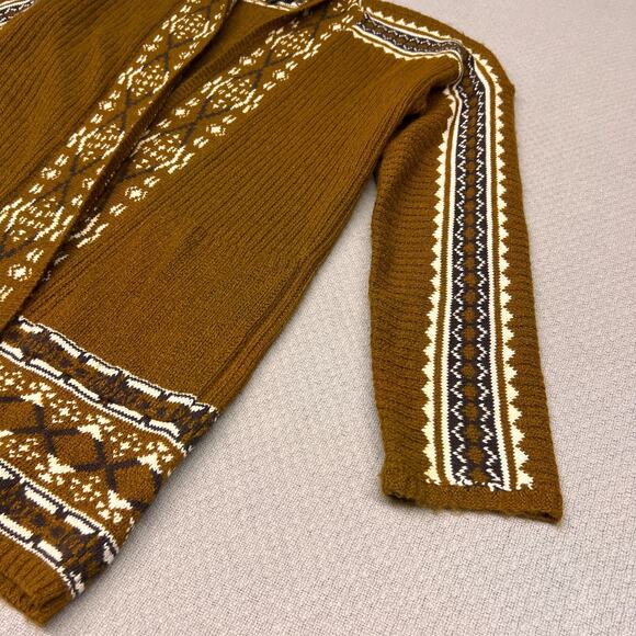 Lucky Brand Cardigan Sweater Womens Large Brown Fair Isle Ski Southwest Knit - Picture 4 of 9